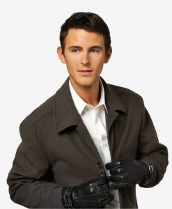 CC3905 (black) - Men's Italian Cashmere Lined Leather Gloves With Shearling Cuff -Fratelli Orsini Shop cc3905v1 l