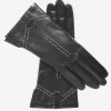 CC4005 (black) - Women's Italian Cashmere Lined Leather Gloves With Decorative Stitching