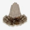 CC4066 (taupe) - Women's Italian Fox Fur Cuff Cashmere Lined Leather Gloves