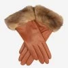 CC4127 (brown) - Women's Italian Cashmere Lined 4-Button Length Gloves With Mink Cuff