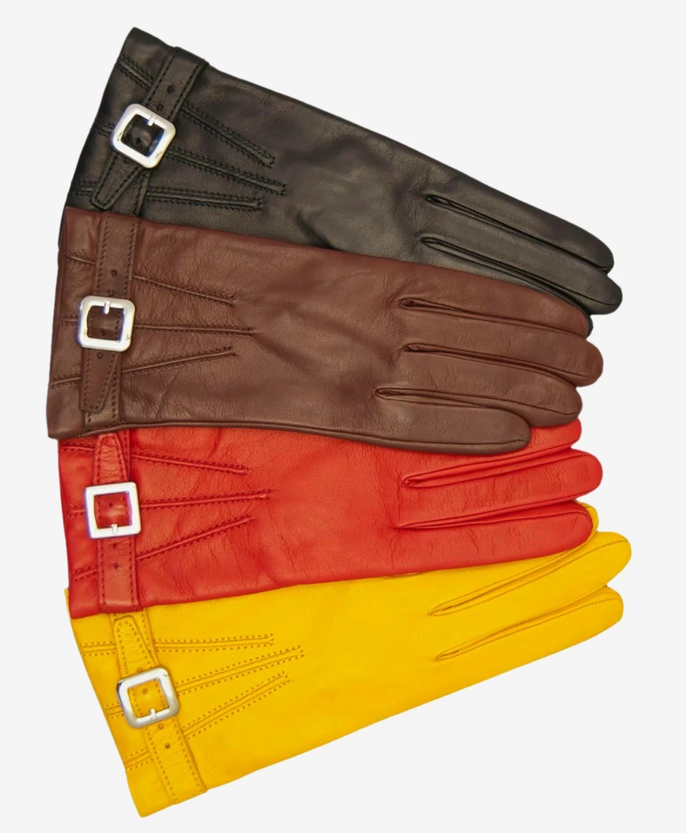 CC4201 (canary) - Women's Italian Cashmere Lined Leather Gloves With Buckle 3 CC4201 (canary) - Women's Italian Cashmere Lined Leather Gloves With Buckle - Image 3