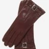 CC4201 (brown) - Women's Italian Cashmere Lined Leather Gloves With Buckle