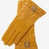 CC4201 (canary) - Women's Italian Cashmere Lined Leather Gloves With Buckle