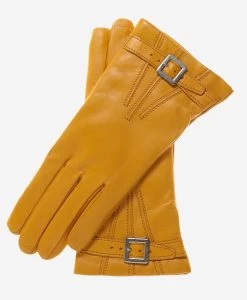 CC4201 (canary) - Women's Italian Cashmere Lined Leather Gloves With Buckle