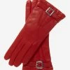 CC4201 (red) - Women's Italian Cashmere Lined Leather Gloves With Buckle