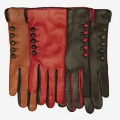 CC4213 (black/red) - Women's Italian Cashmere Lined Gloves With Buttons 10 CC4213 (black/red) - Women's Italian Cashmere Lined Gloves With Buttons -Fratelli Orsini Shop cc4213