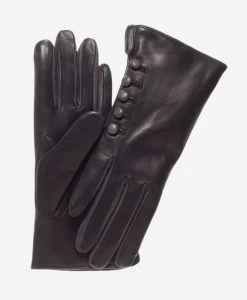 CC4213 (black/grey) - Women's Italian Cashmere Lined Gloves With Buttons