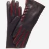 CC4213 (black/red) - Women's Italian Cashmere Lined Gloves With Buttons