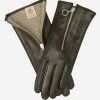 CC4243 (black) - Italian Cashmere Lined Gloves With Zippers