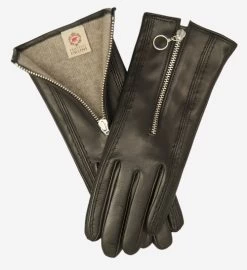 CC4243 (black) - Italian Cashmere Lined Gloves With Zippers