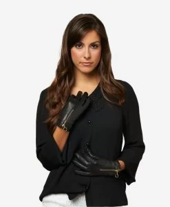 CC4243 (black) - Italian Cashmere Lined Gloves With Zippers -Fratelli Orsini Shop cc4243blk v2 l