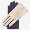 CC4313 (beige/blue) - Women's Two-Tone Italian Cashmere Lined Leather Gloves