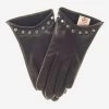 CC4391 (black) - Women's Italian Cashmere Lined Leather Gloves With Studs
