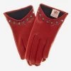 CC4391 (red) - Women's Italian Cashmere Lined Leather Gloves With Studs