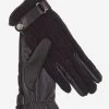 CC4510 (black) - Women's Cable Knit Cashmere And Leather Winter Gloves