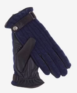CC4510 (blue) - Women's Cable Knit Cashmere And Leather Winter Gloves