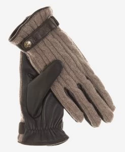 CC4510 (nat) - Women's Cable Knit Cashmere And Leather Winter Gloves