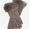 CC4514 (taupe) - Women's Italian Rex Rabbit Fur Cuff Lambskin Gloves