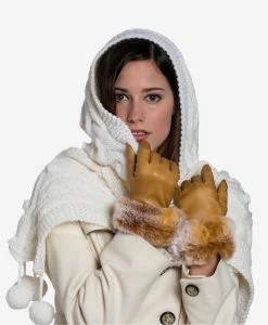 CC4514 (vac) - Women's Italian Rex Rabbit Fur Cuff Lambskin Gloves -Fratelli Orsini Shop cc4514vac 1 l