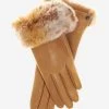 CC4514 (vac) - Women's Italian Rex Rabbit Fur Cuff Lambskin Gloves