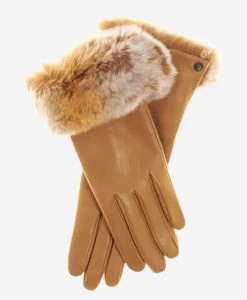 CC4514 (vac) - Women's Italian Rex Rabbit Fur Cuff Lambskin Gloves