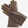 CC4585 (camel) - Women's Italian Cashmere Lined Lambskin Gloves With Colorful Fourchettes