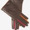 CC4585 (tangerine) - Women's Italian Cashmere Lined Lambskin Gloves With Colorful Fourchettes