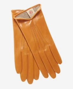 CC4668 (orange) - Women’s Orange Suede Winter Gloves Cashmere Lined With Unique Hand Detailing -Fratelli Orsini Shop cc4668 2 l