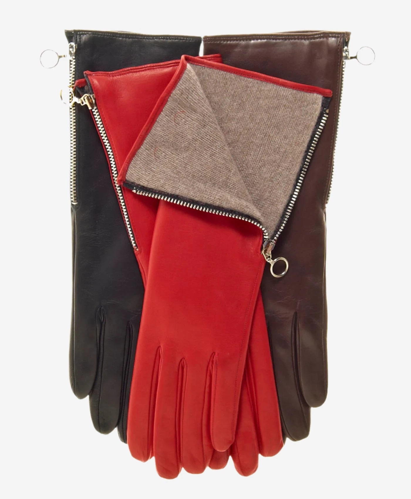 CC4879W4 (red) - "4 Button Length" Italian Cashmere Lined Gloves With Side Zipper 4 CC4879W4 (red) - "4 Button Length" Italian Cashmere Lined Gloves With Side Zipper - Image 4