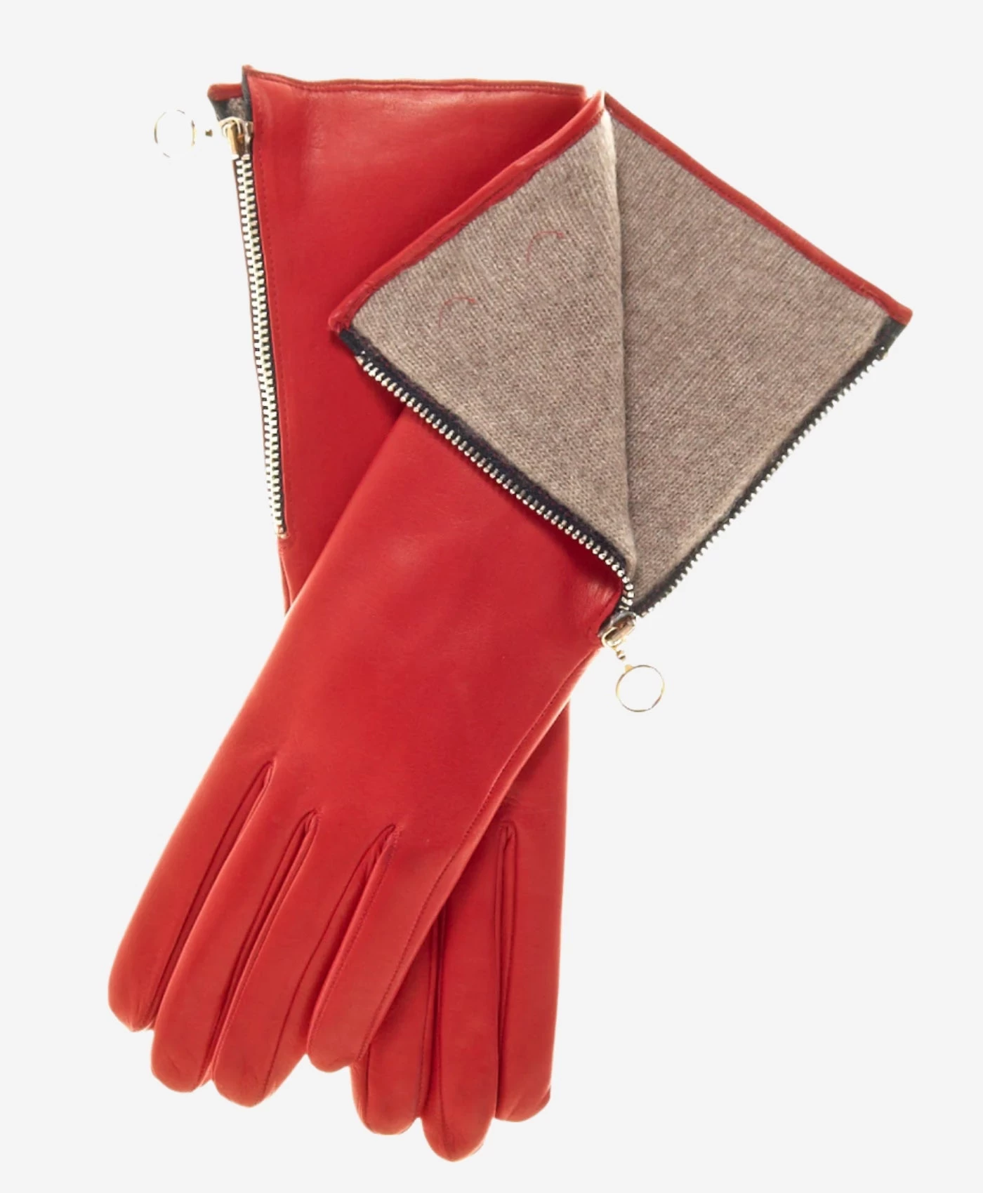 CC4879W4 (red) - "4 Button Length" Italian Cashmere Lined Gloves With Side Zipper 1 CC4879W4 (red) - "4 Button Length" Italian Cashmere Lined Gloves With Side Zipper