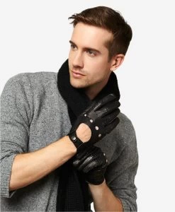 CD3020 (black) - Men's Italian Lambskin Leather Driving Gloves -Fratelli Orsini Shop cd3020blk v1 l