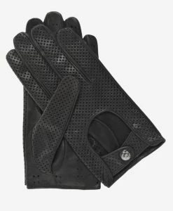 CD3466 (black) - Men's Ventilated Leather Driving Gloves