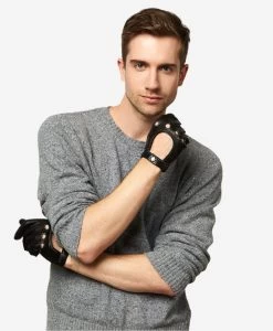 CD3501 (black) - Men's Handsewn Italian Lambskin Leather Driving Gloves -Fratelli Orsini Shop cd3501blk v2 l