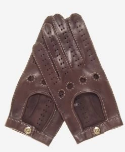 CD3501 (brown) - Men's Handsewn Italian Lambskin Leather Driving Gloves