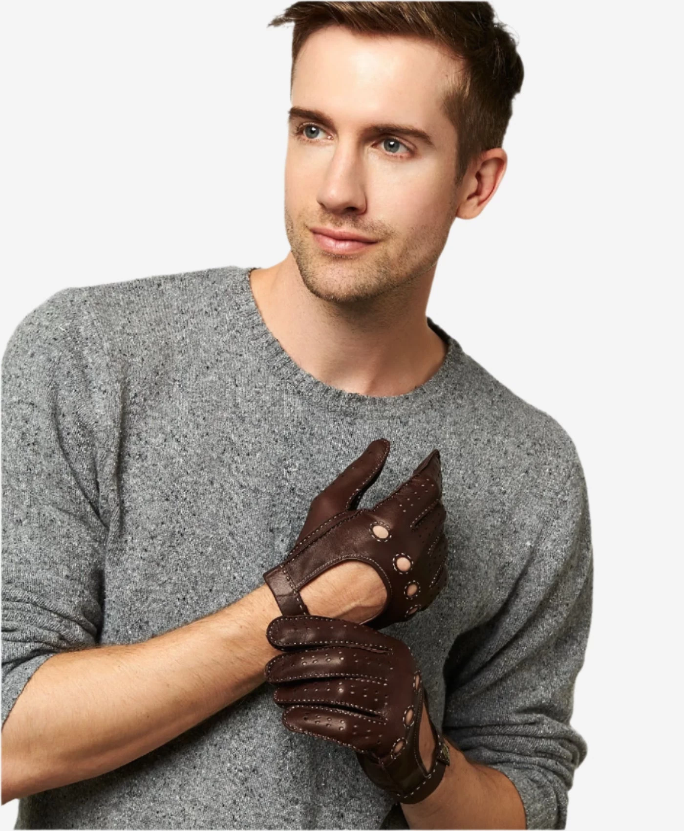 CD3501 (brown) - Men's Handsewn Italian Lambskin Leather Driving Gloves 2 CD3501 (brown) - Men's Handsewn Italian Lambskin Leather Driving Gloves - Image 2