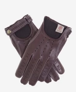 CD3528 (brown) - Men's Italian Leather Driving Gloves With Cashmere Lining