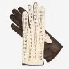 CD4020 (dark Brown) - Women's Crochet And Leather Driving Gloves
