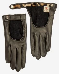 CD4136 (black) - Women's Italian Cashmere Lined Leather Driving Gloves -Fratelli Orsini Shop cd4136blk