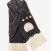 CD4141 (black) - Women's Winter Leather Driving Gloves With Cashmere Lining