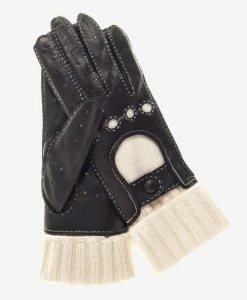 CD4141 (black) - Women's Winter Leather Driving Gloves With Cashmere Lining