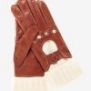 CD4141 (brown) - Women's Winter Leather Driving Gloves With Cashmere Lining