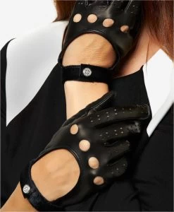 CD4201 (black) - Women's Elegant Italian Lambskin Driving Gloves -Fratelli Orsini Shop cd4201blk v1 l 1