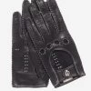 CD4266 (black) - Women's Italian Leather Driving Gloves With Contrast Stitching