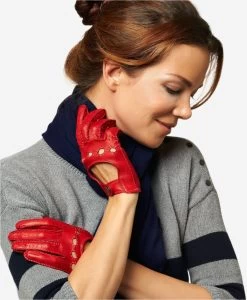 CD4266 (red) - Women's Italian Leather Driving Gloves With Contrast Stitching -Fratelli Orsini Shop cd4266red v2 l