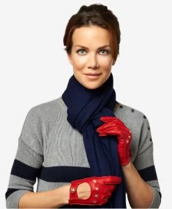 CD4266 (red) - Women's Italian Leather Driving Gloves With Contrast Stitching -Fratelli Orsini Shop cd4266red v3 l