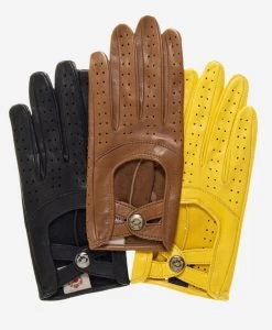 CD4378 (yellow) - Women's Sporty Italian Leather Driving Gloves -Fratelli Orsini Shop cd4378 l