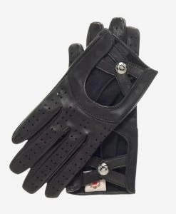 CD4378 (black) - Women's Sporty Italian Leather Driving Gloves