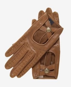 CD4378 (saddle) - Women's Sporty Italian Leather Driving Gloves