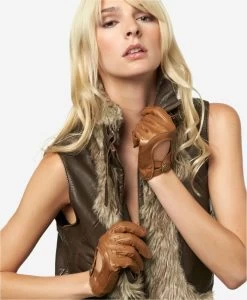 CD4378 (saddle) - Women's Sporty Italian Leather Driving Gloves 10 CD4378 (saddle) - Women's Sporty Italian Leather Driving Gloves -Fratelli Orsini Shop cd4378saddle v2 l