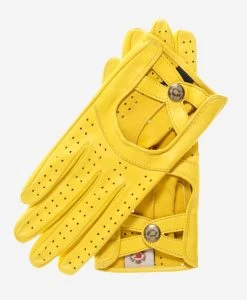 CD4378 (yellow) - Women's Sporty Italian Leather Driving Gloves
